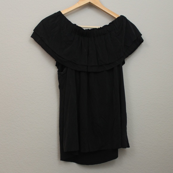 YFB Bertha Collar Two Tier Black Top - Picture 4 of 5